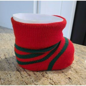 Naturaltrim Vtg Christmas Stocking Planter, Candy Dish, Centerpiece Red Green
